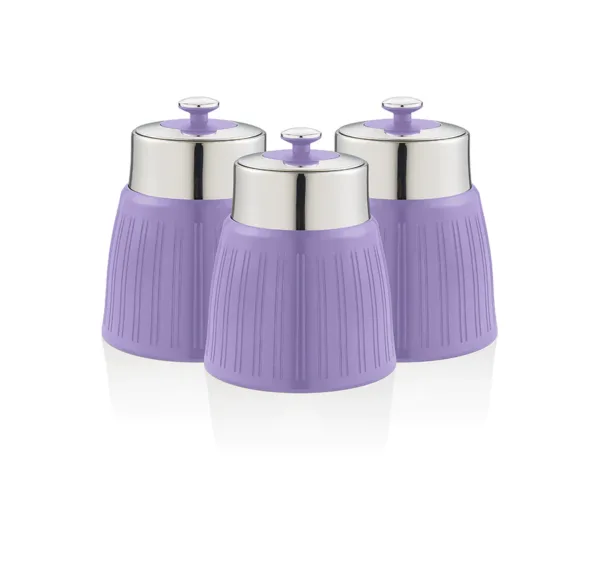 Swan Retro Set of 3 Canisters, Purple