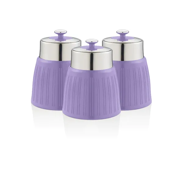 Swan retro set of 3 canisters, purple