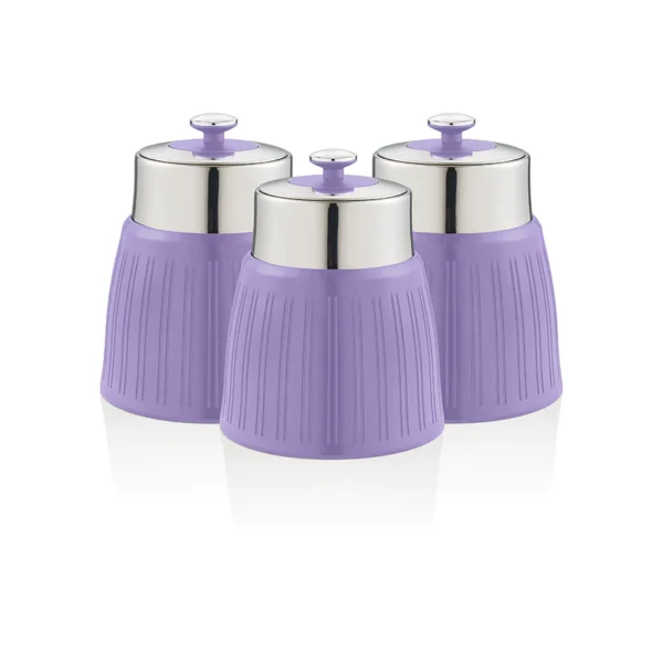 Swan Retro Set of 3 Canisters, Purple