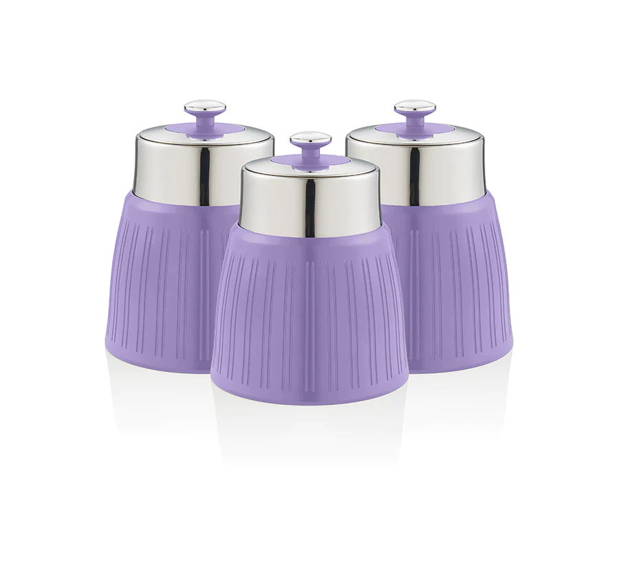 Swan retro set of 3 canisters, purple