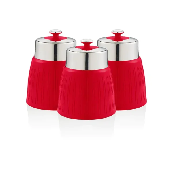 Swan Retro Set of 3 Canisters, Red