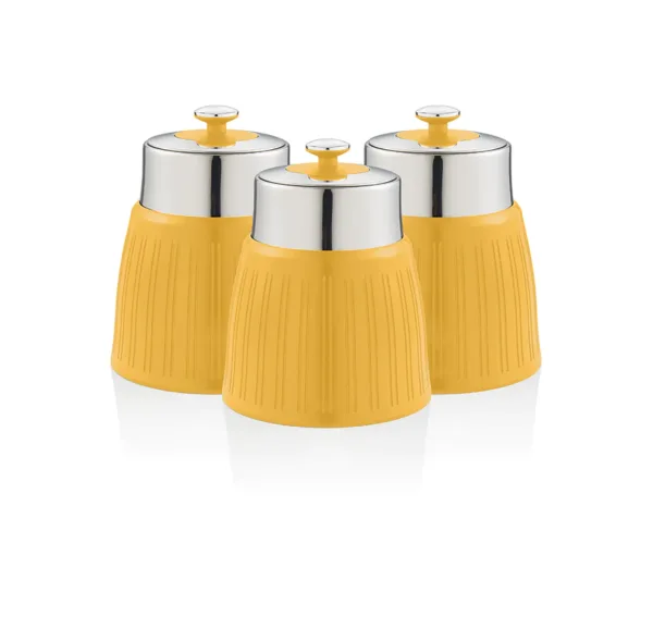 Swan Retro Set of 3 Canisters, Yellow