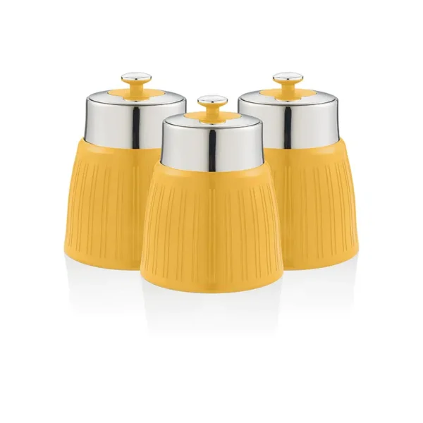 Swan Retro Set of 3 Canisters, Yellow
