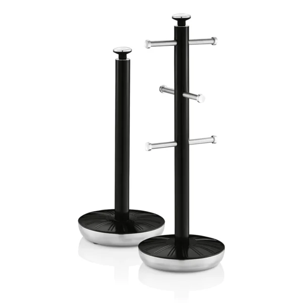 Swan Retro Towel Pole and Mug Tree, Black