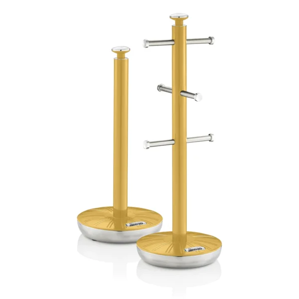 Swan retro towel pole and mug tree, yellow