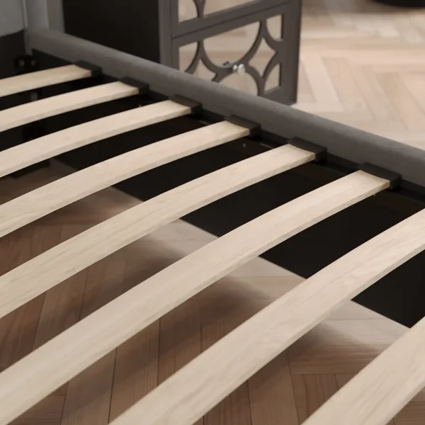 Elodie buttoned velvet grey bed frame, all sizes - image 4
