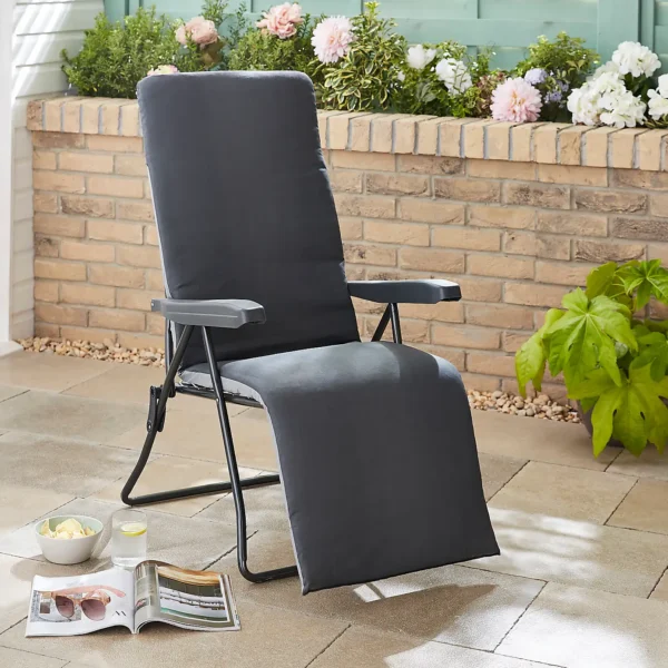 Padded foldable charcoal lounger -  £45