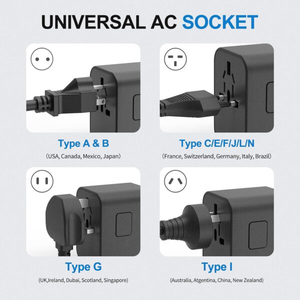 Alternative view of Worldwide Universal Travel Adapter with 2 USB C, 2 USB A Ports