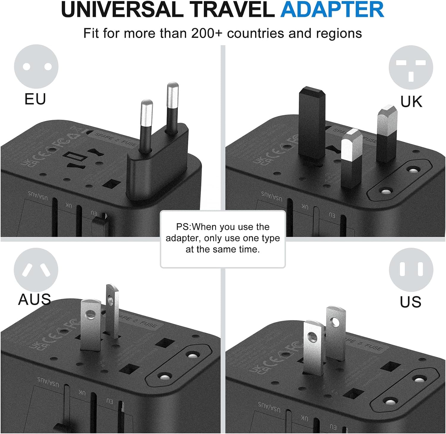 Worldwide universal travel adapter with 2 usb c, 2 usb a ports Worldwide universal travel adapter with 2 usb c, 2 usb a ports - image 3
