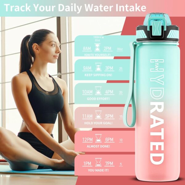 Qlur water bottle with straw, 1l drinks bottle - image 3