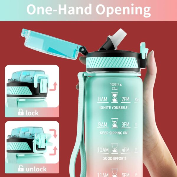 Alternative view of QLUR Water Bottle with Straw, 1L Drinks Bottle