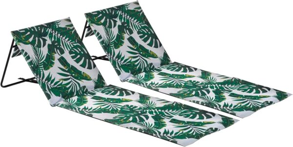 2x banana leaf folding beach sunloungers