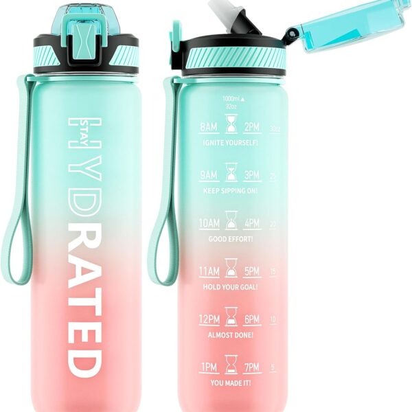 QLUR Water Bottle with Straw, 1L Drinks Bottle