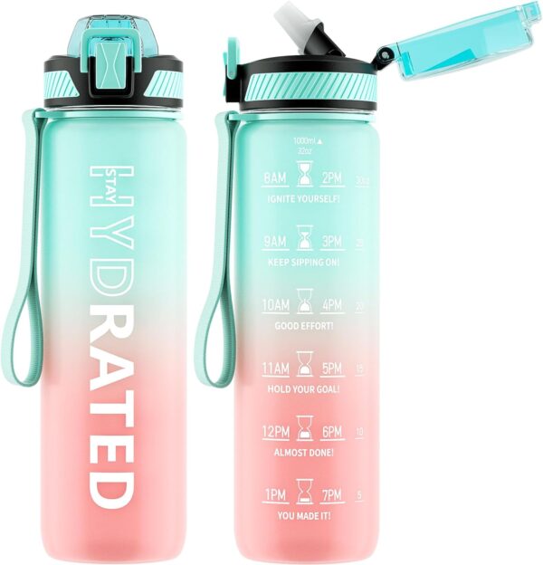 Qlur water bottle with straw, 1l drinks bottle