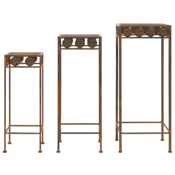 LivaXL Plant Stand Set 3 Pieces Vintage Style Metal Rusty
