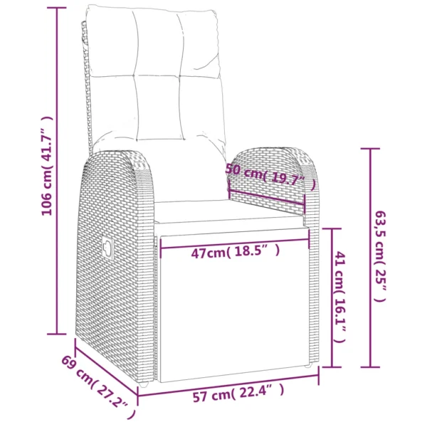 Livaxl reclining garden chair with cushions - image 5