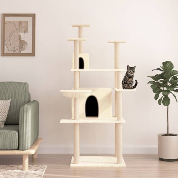 LivaXL Cat Tree with Sisal Scratching Posts Cream 166 cm