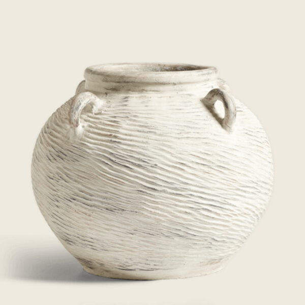 Round Chasca Terracotta Planter - Brushed White