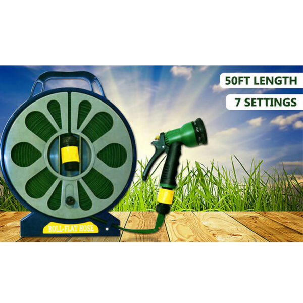 50ft flat garden hose & spray gun - 7 settings! - image 3