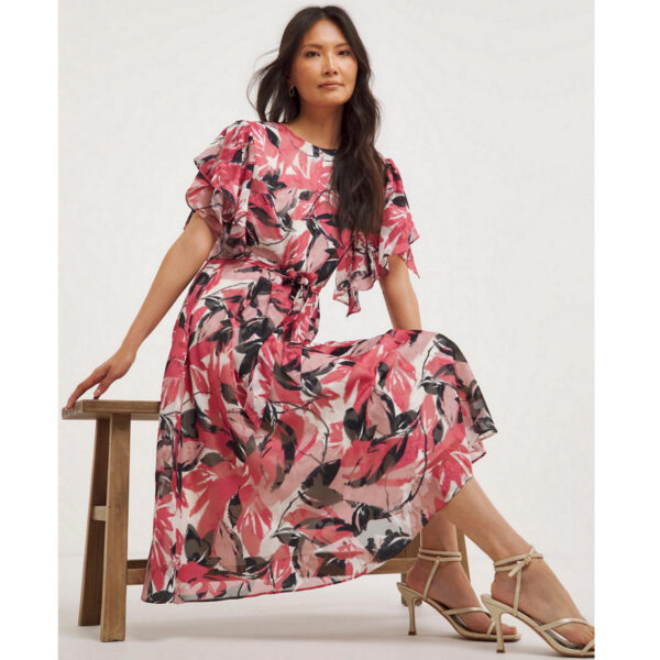 Joanna Hope Floral Petal Sleeve Dress