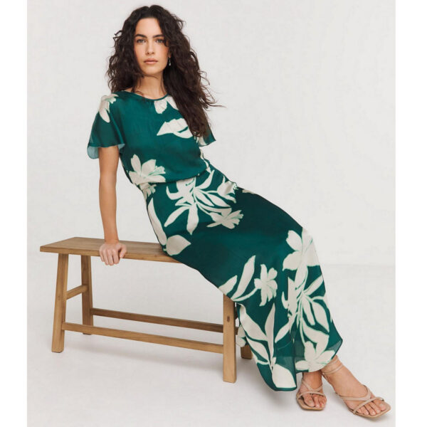 Joanna Hope Blouson Split Sleeve Dress, Floral Green
