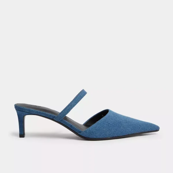 Denim kitten heel pointed mules - all sizes - image 3