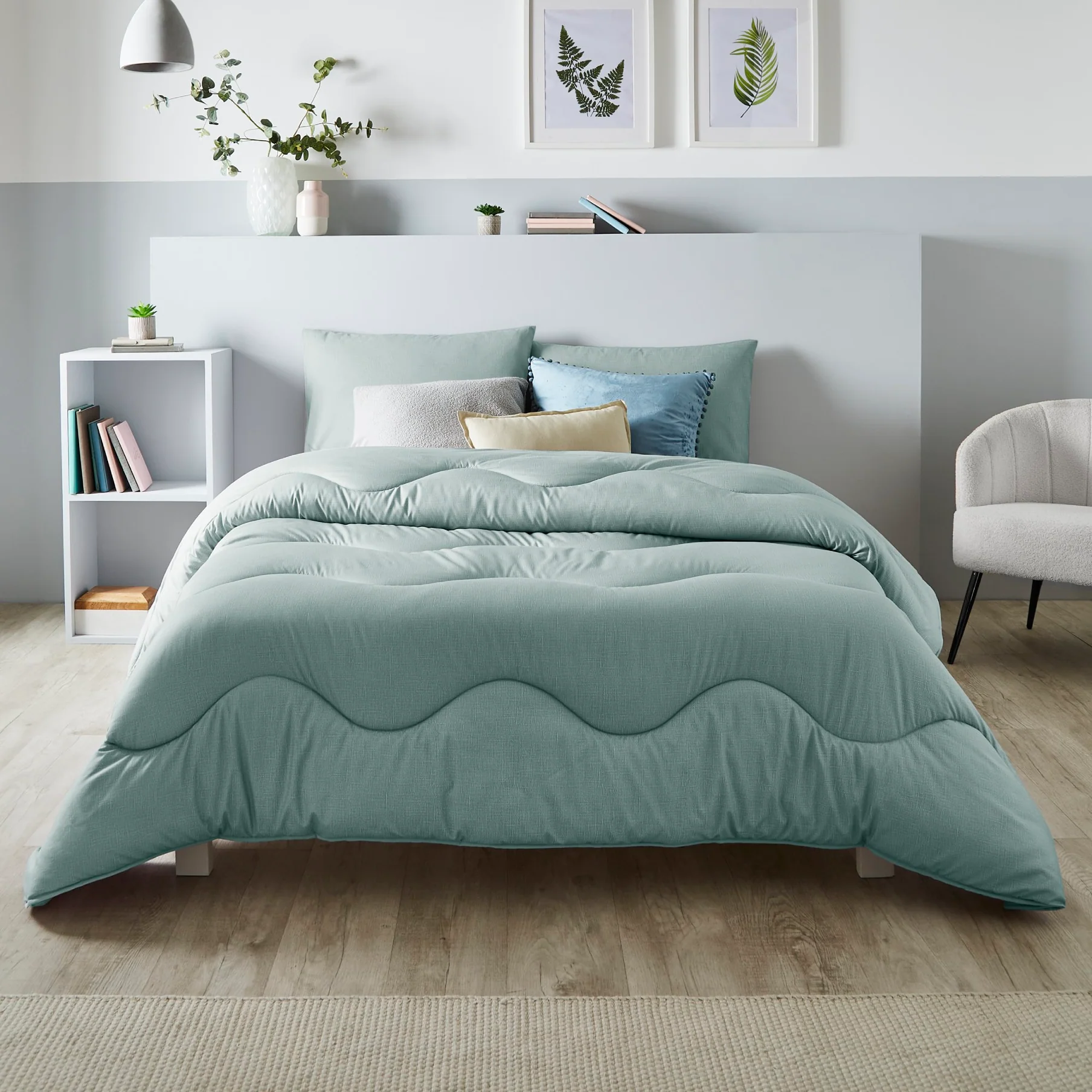 Night lark® linen print coverless duvet - seagrass green Night lark® linen print coverless duvet - seagrass green - image 2