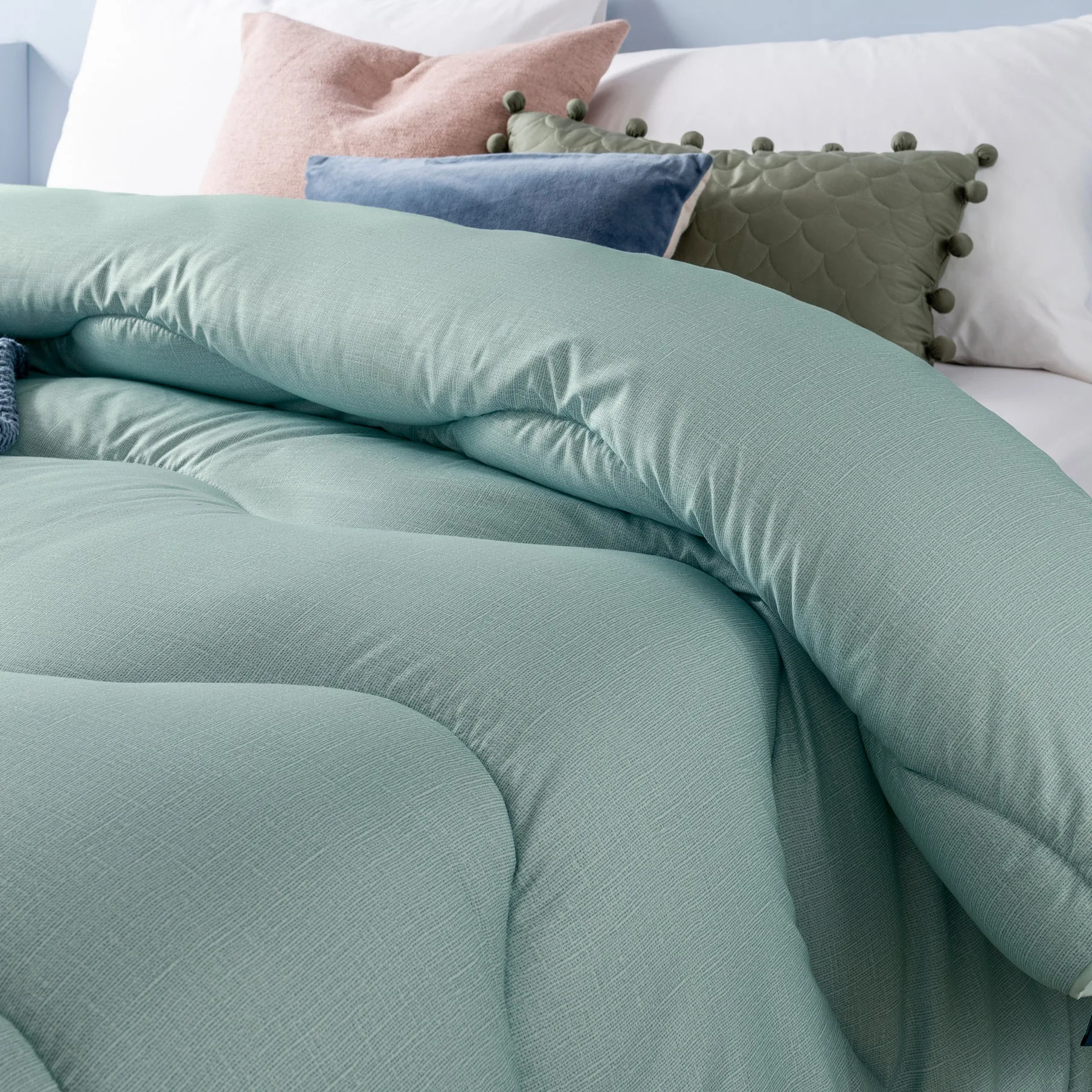 Night lark® linen print coverless duvet - seagrass green Night lark® linen print coverless duvet - seagrass green - image 3