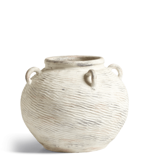 Round chasca terracotta planter - brushed white - image 3