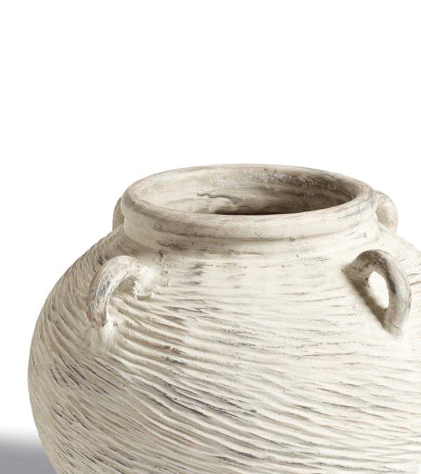 Round chasca terracotta planter - brushed white - image 4