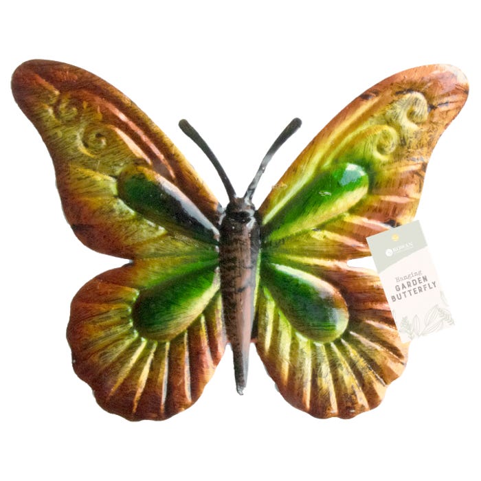 Hanging garden butterfly decoration - bronze & green Hanging garden butterfly decoration - bronze & green