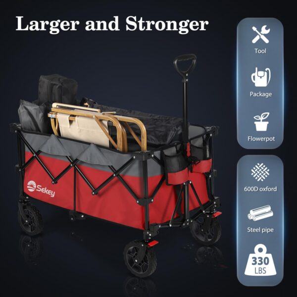 Sekey 200L Folding Festival Trolley For Beach & Camping, Red