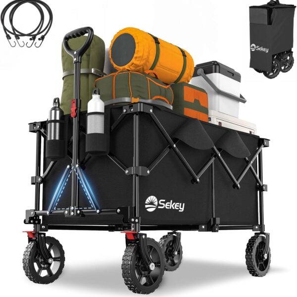 Sekey 200L Folding Festival Trolley For Beach & Camping, Black