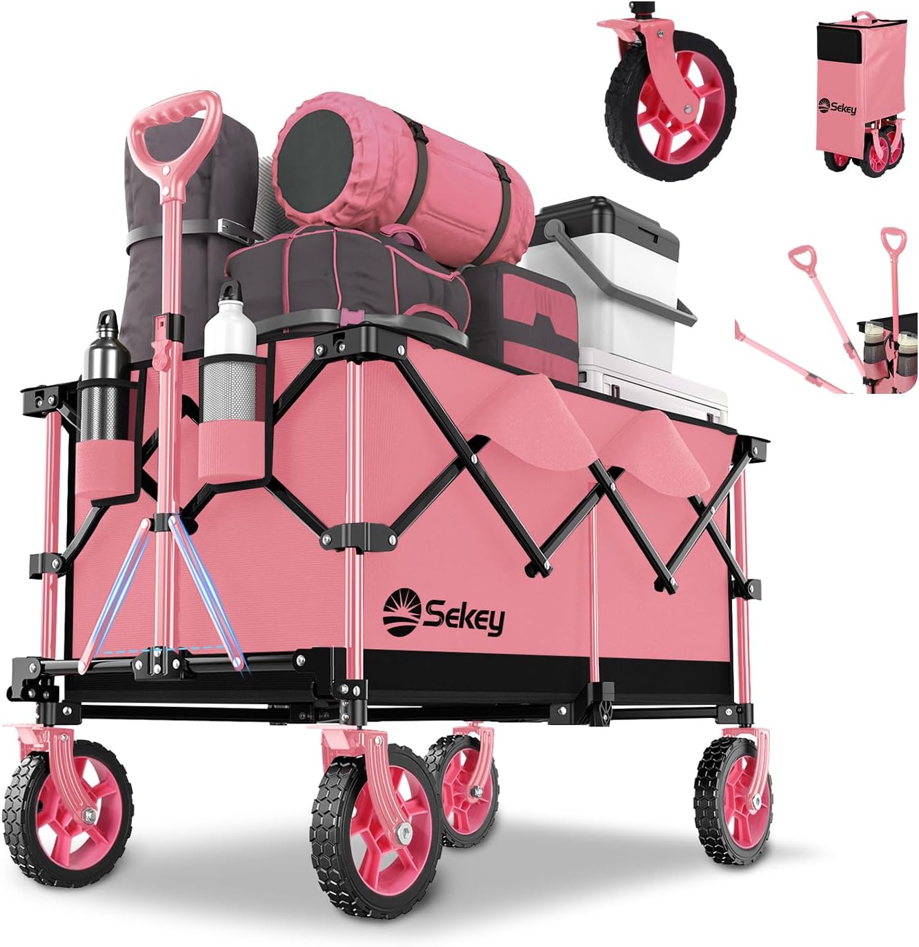 Sekey 200l folding festival trolley for beach & camping, pink Sekey 200l folding festival trolley for beach & camping, red