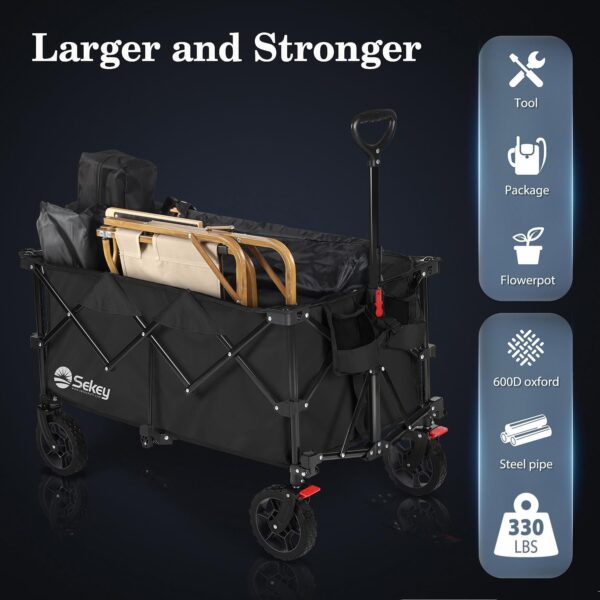 Sekey 200l folding festival trolley for beach & camping, black