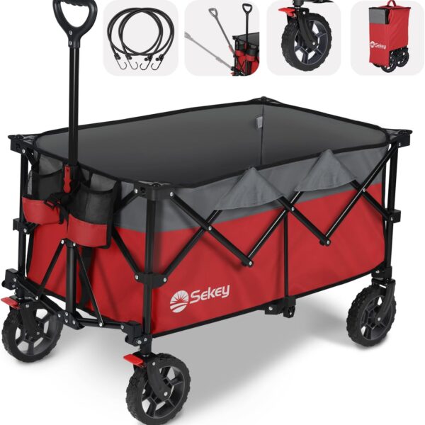 Sekey 200L Folding Festival Trolley For Beach & Camping, Red