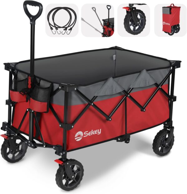 Sekey 200l folding festival trolley for beach & camping, red