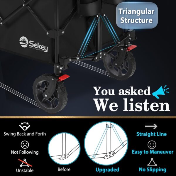 Sekey 200l folding festival trolley for beach & camping, black
