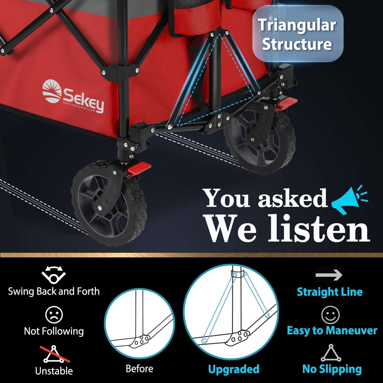 Sekey 200l folding festival trolley for beach & camping, red Sekey 200l folding festival trolley for beach & camping, red