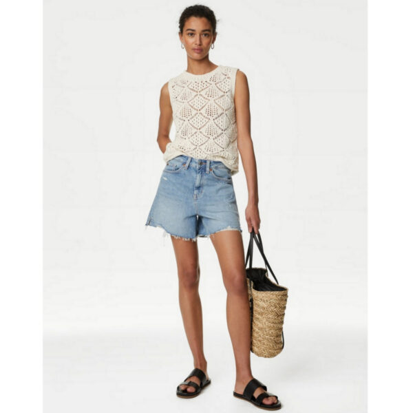 M&s cotton blend crew neck knitted vest