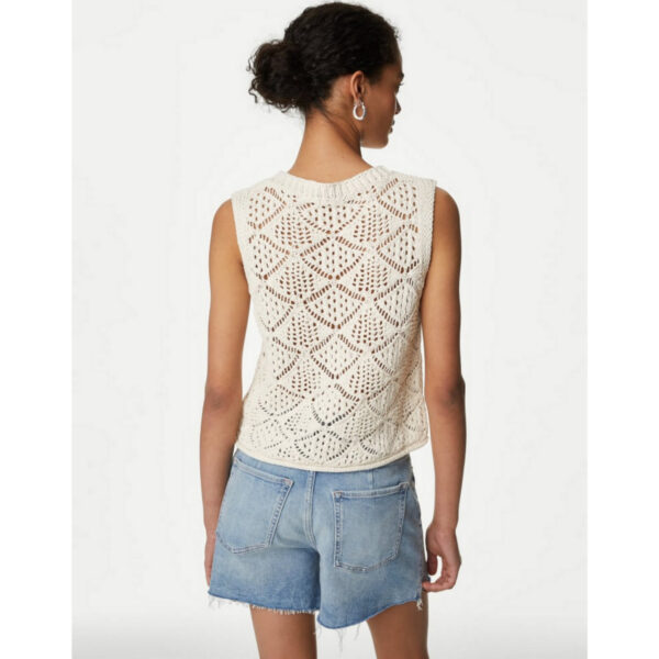 M&s cotton blend crew neck knitted vest