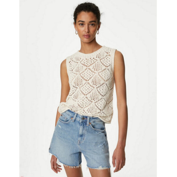 M&s cotton blend crew neck knitted vest