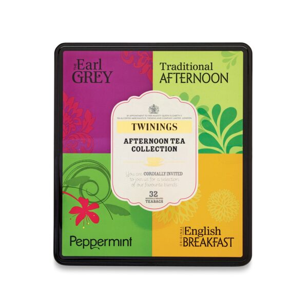 Twinings Collection - Afternoon Tea Range - Tea Caddie 32 Tea Bags - Includes 4 Types of Tea