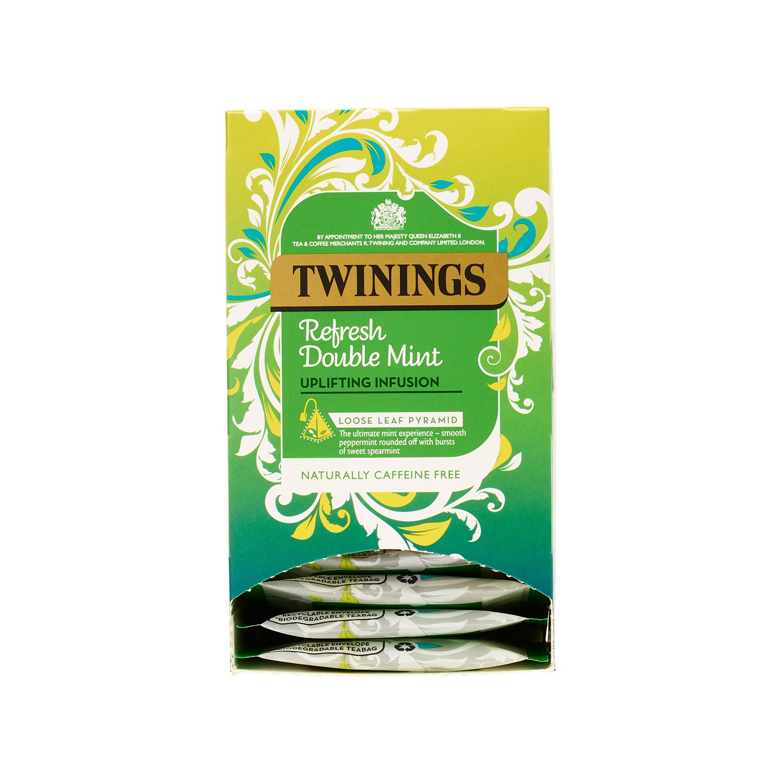 Twinings refresh double mint, 15 pyramid bags Twinings -  refresh double mint - 15 pyramid bags (individually wrapped)