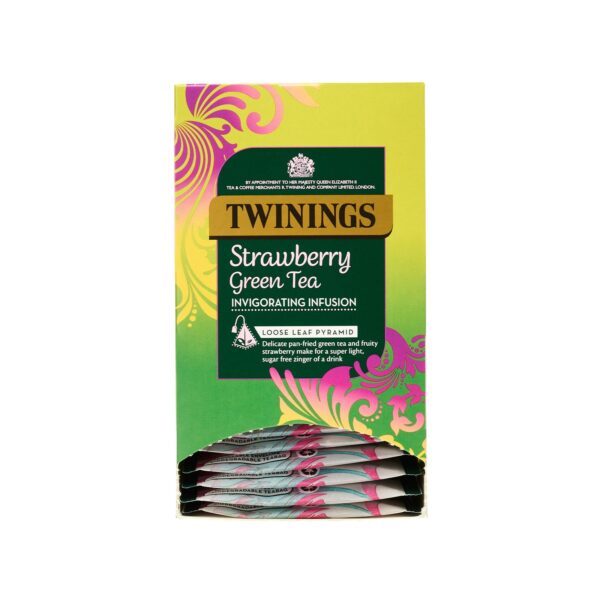 Twinings -  Strawberry Green Tea - 15 Pyramid Bags (Individually Wrapped)