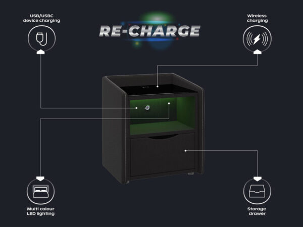 Re-charge 1 drawer bedside cabinet