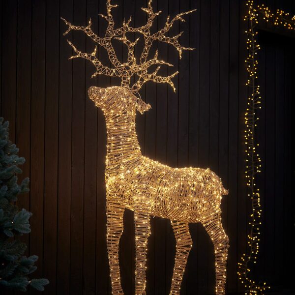 Blonde Faux Rattan Light Up Reindeer - Extra Large