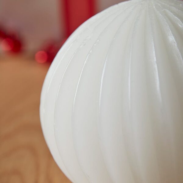 Fluted Wax Light Up Sphere Small - White