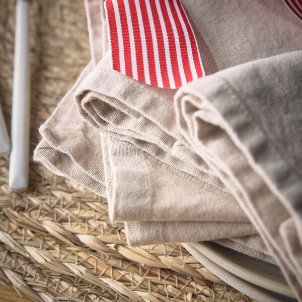 Four Cotton Embroidered Bauble Napkins