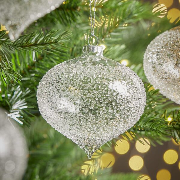 Four Large Textured Clear Glass Drops